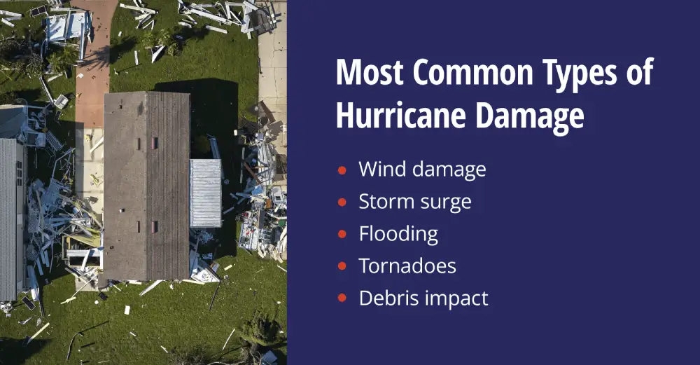 Graphic listing the most common types of hurricane damage.